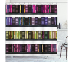 Colorful Books on Shelves Shower Curtain