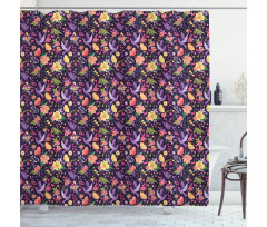 Birds and Colorful Flowers Shower Curtain