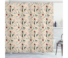 Romantic Nostalgic Blossom Shower Curtain