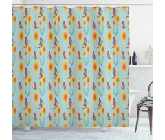 Butterflies Flying Dandelion Shower Curtain