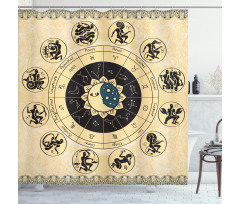Mystic Horoscope Wheel Art Shower Curtain