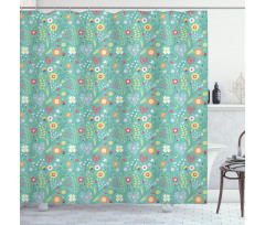 Tulips Daisy Lily Blooms Shower Curtain