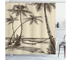 Hammock on Sandy Beach Shower Curtain
