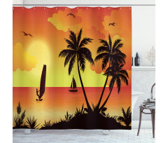 Coconut Palms and Surfer Shower Curtain