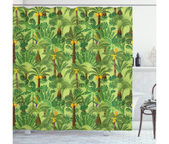 Tropic Forest Foliage Leaves Shower Curtain