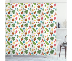 Ice Cream and Exotic Leaves Shower Curtain