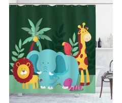 Nursery Jungle Composition Shower Curtain