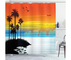 Sunset Sky with Seagulls Shower Curtain
