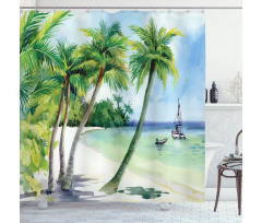 Tropical Landscape Beach Shower Curtain