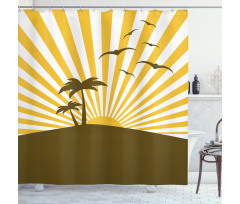 Island with Palms Seagulls Shower Curtain