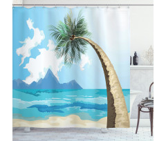 Palm Tree on the Beach Shower Curtain