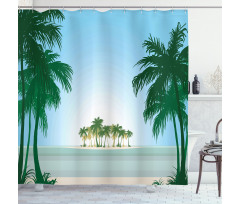 Exotic Palm Tree Beach Shower Curtain