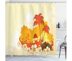 Coconut Cocktails and Palms Shower Curtain