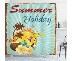 Summer Holiday Calligraphy Shower Curtain