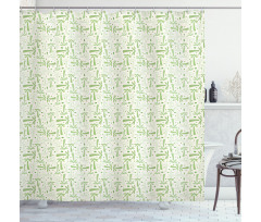 Exotic Plants Leaf Doodle Shower Curtain