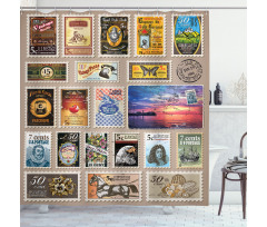 Traveler Tourist Stamps Shower Curtain