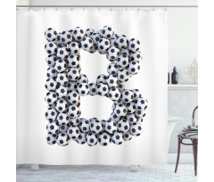 Monochrome Footballs Shower Curtain