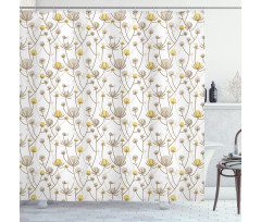 Doodle Flowers on Branches Shower Curtain