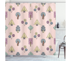 Cartoon Inspired Trees Shower Curtain