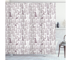 Retro Leaves and Branches Shower Curtain