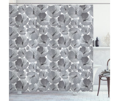 Vintage Grey Poppy Flowers Shower Curtain