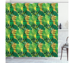 Exotic Palm Leaves Foliage Shower Curtain