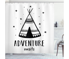 Stars Doodle Words Shower Curtain