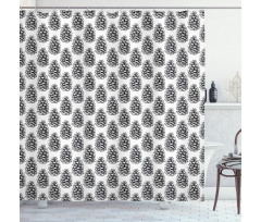 Monochrome Conifer Theme Shower Curtain