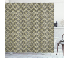 Retro Style Dotted Shapes Shower Curtain