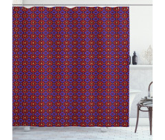 Square Tiles Petal Motifs Shower Curtain