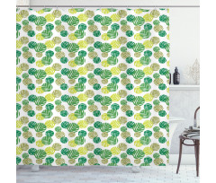 Tropical Green Spring Leaves Shower Curtain