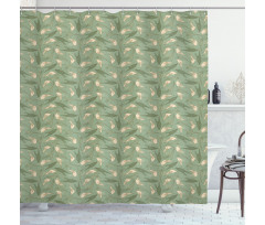 Calla Flowers Green Leaves Shower Curtain