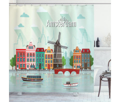 Colorful Houses Waterside Shower Curtain