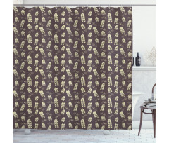 Retro Houses and Bicycles Shower Curtain