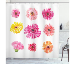 Pink Yellow Flowers Shower Curtain