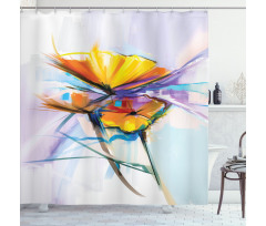 Oil Paint Art Flowers Shower Curtain
