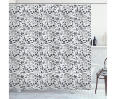 Greyscale Blossoming Flora Shower Curtain