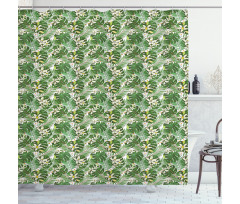 Flowers and Fern Leaves Shower Curtain