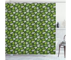 Palm Jungle Leafage on Green Shower Curtain