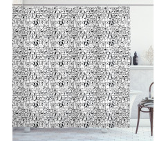 Monochrome Doodle Art Animals Shower Curtain