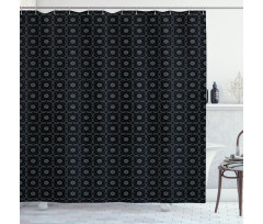 Dotted Curvy Mosaic Motifs Shower Curtain