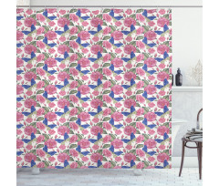 Butterflies Pink Flowers Shower Curtain