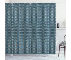 Blooming Flower with Dots Shower Curtain