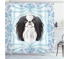 Cartoon Puppy Floral Ornate Shower Curtain