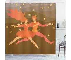 Fire Couple in the Space Shower Curtain