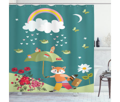 Forest Animal Hearts Flowers Shower Curtain