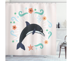 Nautical Ocean Animal Line Shower Curtain