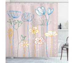 Flowers with Colorful Stems Shower Curtain