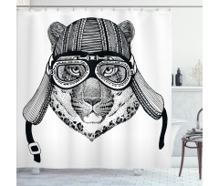 Hipster Cat Modern Design Shower Curtain