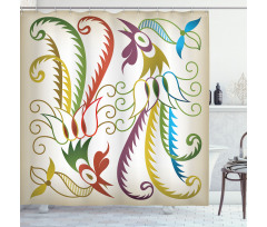 Bird in Retro Tones Shower Curtain